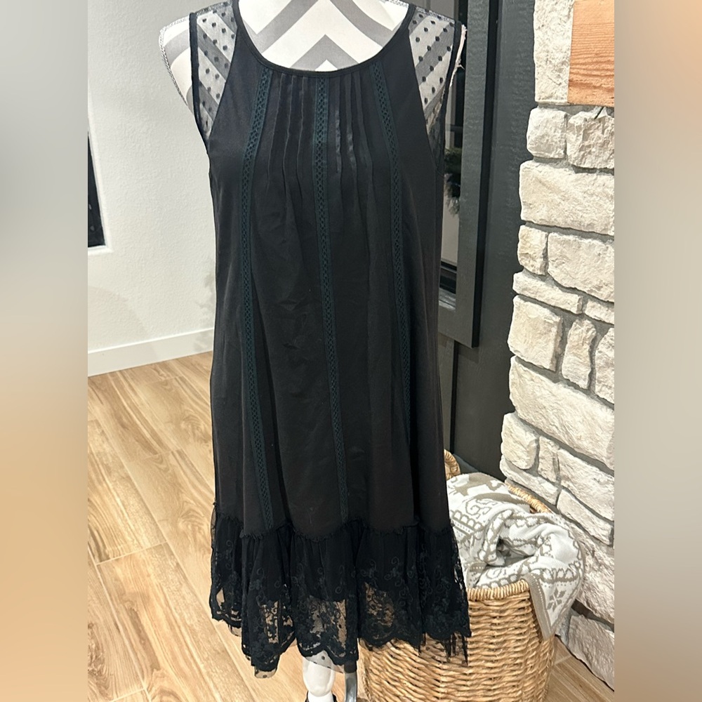 Double D Ranch black sleeveless tunic top / dress with black lace trim SZ S - Picture 3 of 10